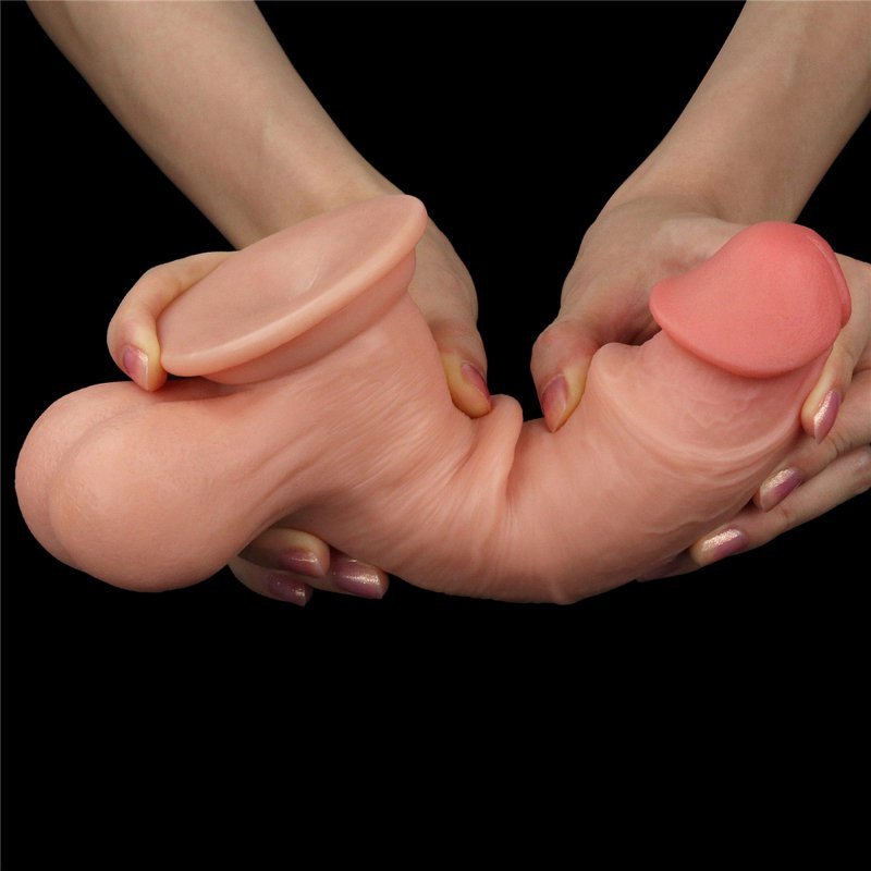 Cielisty naturalny penis dildo Lovetoy z ruchomą skórą 20 cm