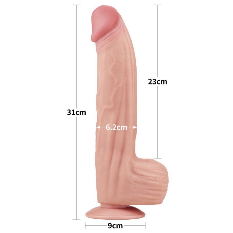 Dildo King size z ruchomą skórą Dual Layer Dong 30cm