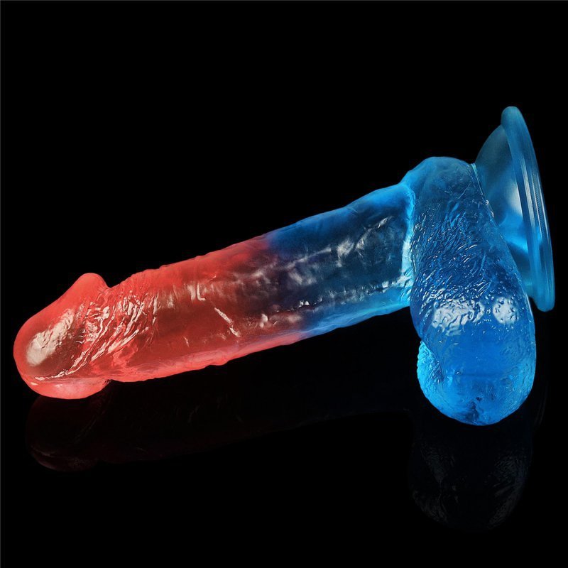 Żelowy penis dildo z przyssawką dwukolorowy 19 cm