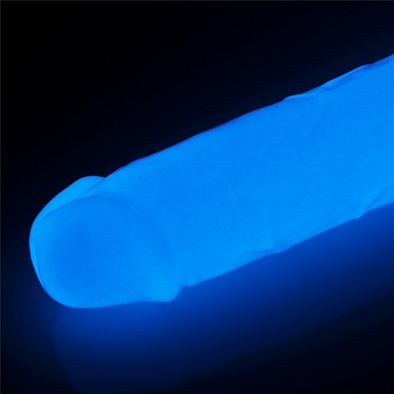 Świecący w ciemności dildo penis niebieski Lovetoy 20 cm