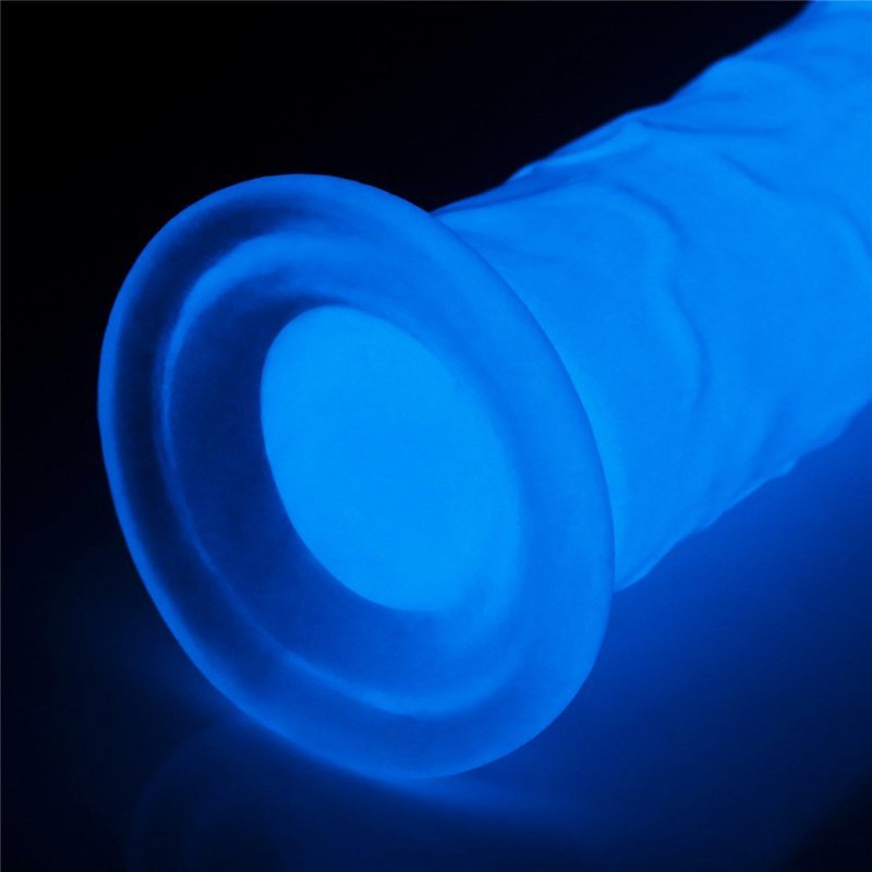 Świecący w ciemności dildo penis niebieski Lovetoy 20 cm