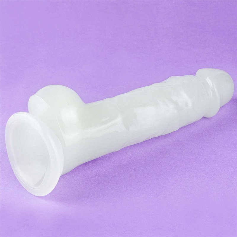 Świecący w ciemności dildo penis niebieski Lovetoy 21,5 cm