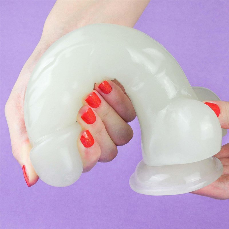 Świecący w ciemności dildo penis niebieski Lovetoy 21,5 cm