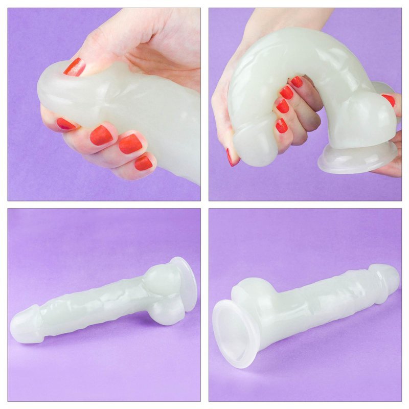 Świecący w ciemności dildo penis niebieski Lovetoy 21,5 cm