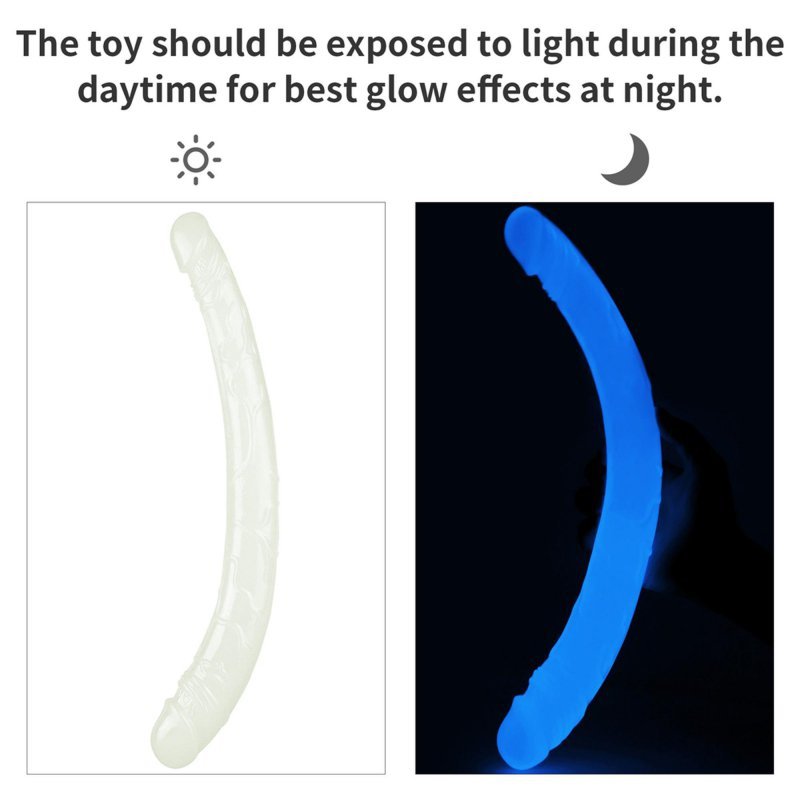 Dwustronne podwójne dildo świecące w ciemności 37 cm