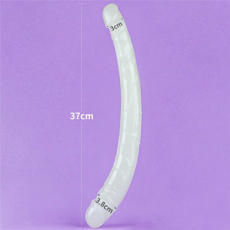 Dwustronne podwójne dildo świecące w ciemności 37 cm