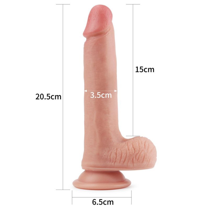 Mega naturalny penis dildo Lovetoy podwójny silikon 20 cm