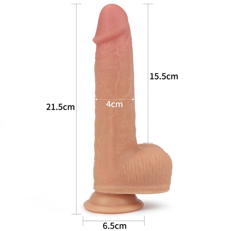 Wibrator rotacyjny dildo z jądrami na przyssawce 21,5 cm