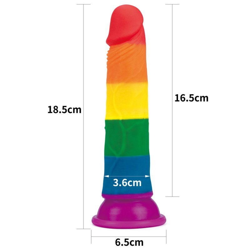 Kolorowe dildo na przyssawce tęczowe lgbt 17,5 cm