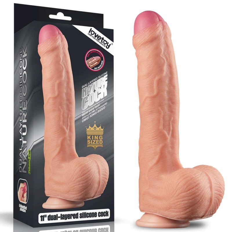 Ekskluzywny penis dildo Lovetoy podwójny silikon 28 cm