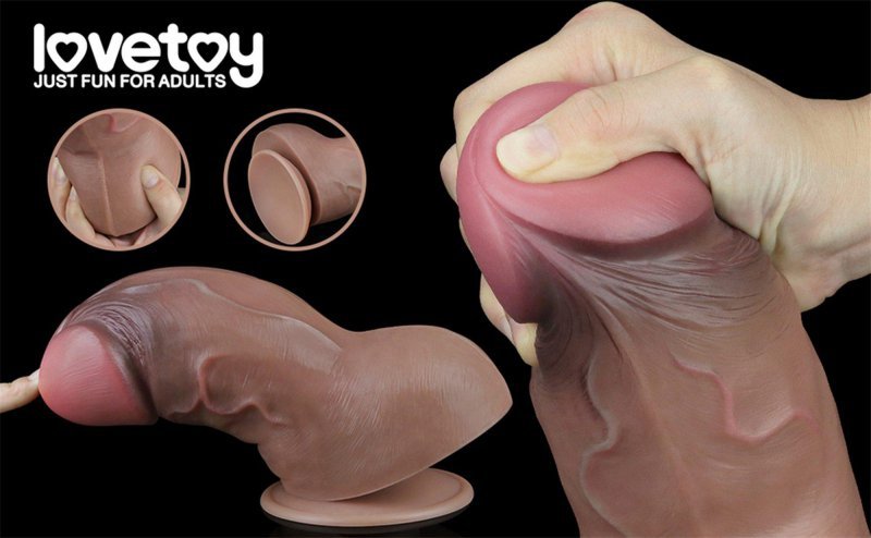 Dwuwarstwowe realistyczne dildo na przyssawce 18 cm