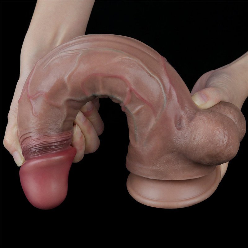 Dwuwarstwowe realistyczne dildo na przyssawce 29 cm