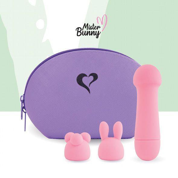 Uroczy masażer króliczek z nakładkami FeelzToys Mister Bunny róż
