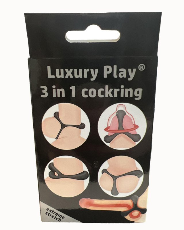 Pierścień erekcyjny Ring 3in1 cockring black