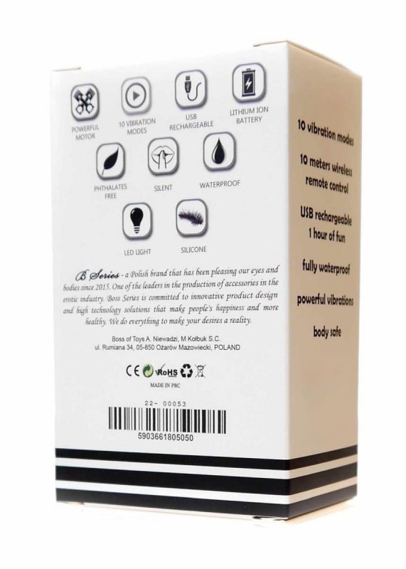 Stymulator rechargeable butt plug vibrator usb 10 functions - silver