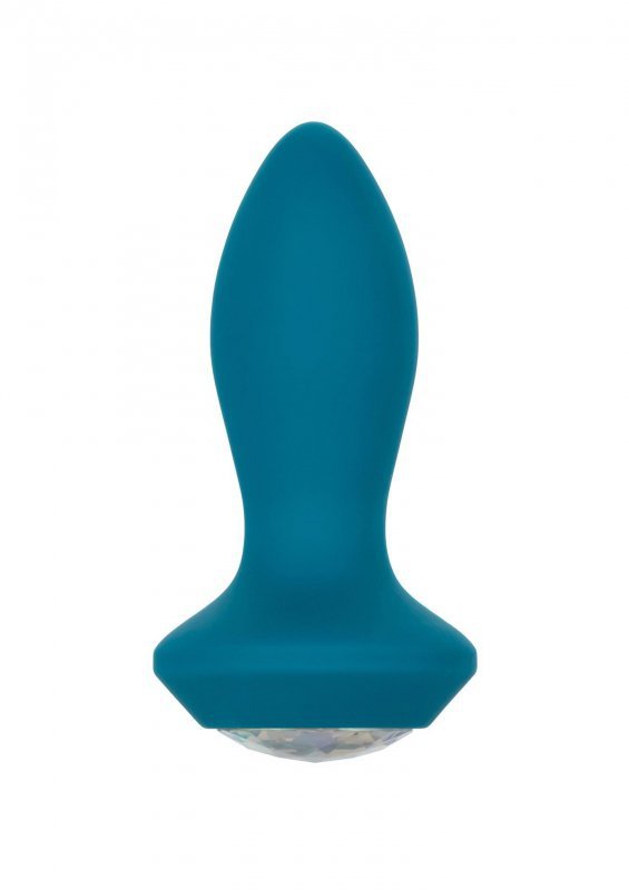 Elegancki wibrujący korek analny z kryształem plug niebieski