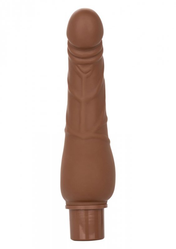 Podwójne realistyczne dildo wibrujące brązowe