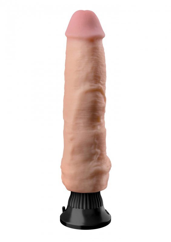 Realistyczne wibruące dildo z jądrami na przyssawce 24 cm