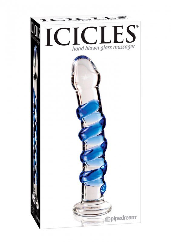 Szklane eleganckie dildo ze spiralą zakrzywione 18 cm