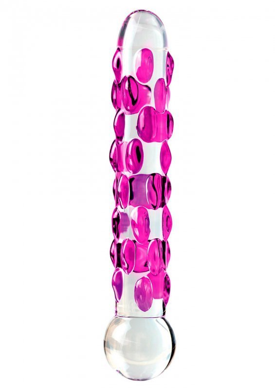 Szklane eleganckie dildo z wypustkami 18 cm