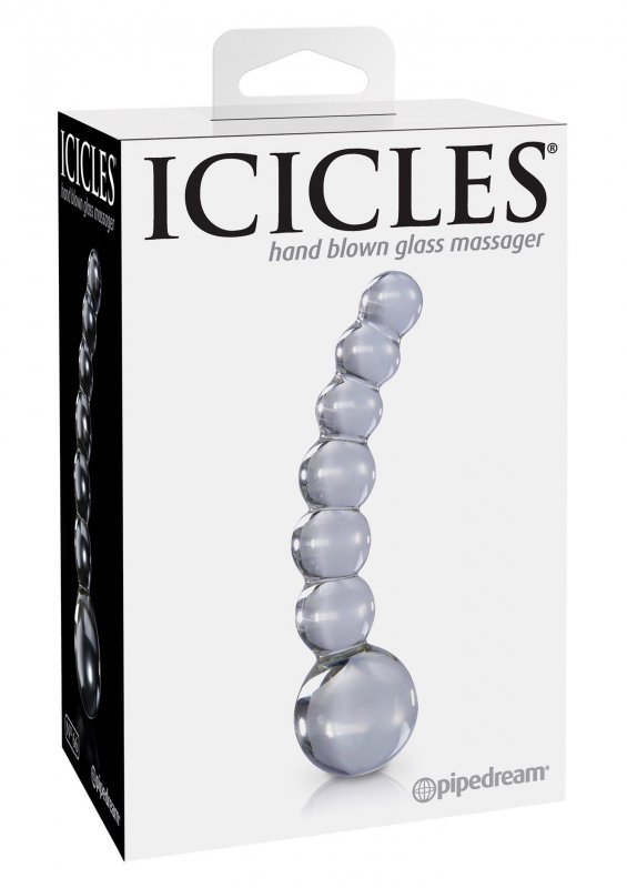 Szklane zakrzywione dildo z grzbietami kulki 12 cm