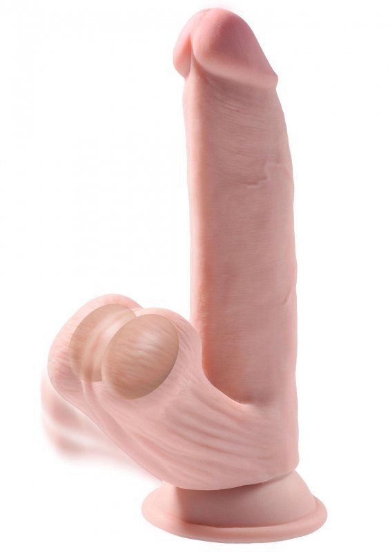 Żylasty penis z przyssawką dildo z ruchomymi jądrami 20 cm