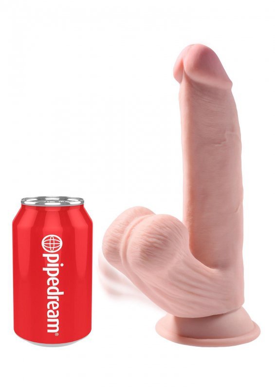 Żylasty penis z przyssawką dildo z ruchomymi jądrami 20 cm