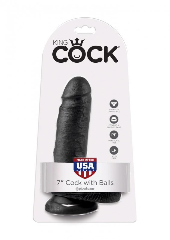 Dildo cock w/ balls black 17,8 cm