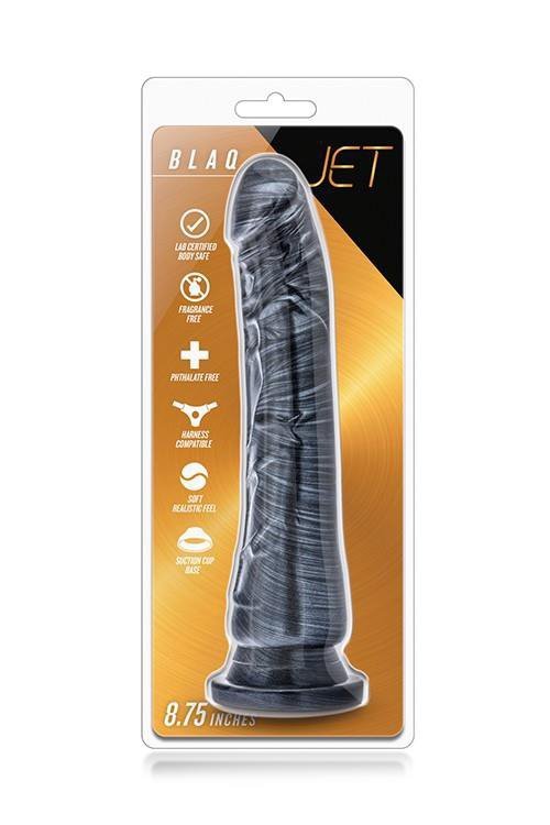 Czarne metaliczne dildo z żyłami sztuczny penis na przyssawce 22 cm