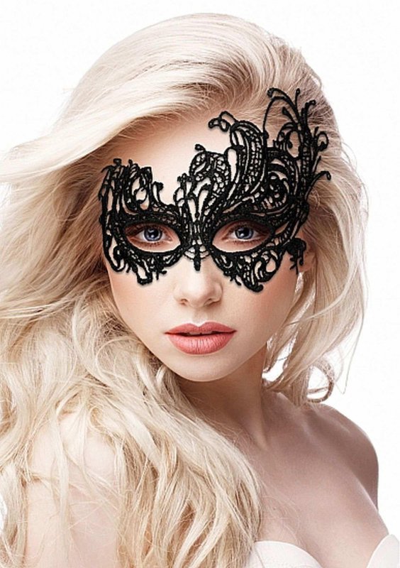 Royal black lace mask - black