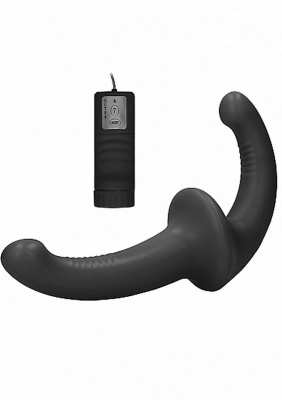 Vibrating silicone strapless strapon - black