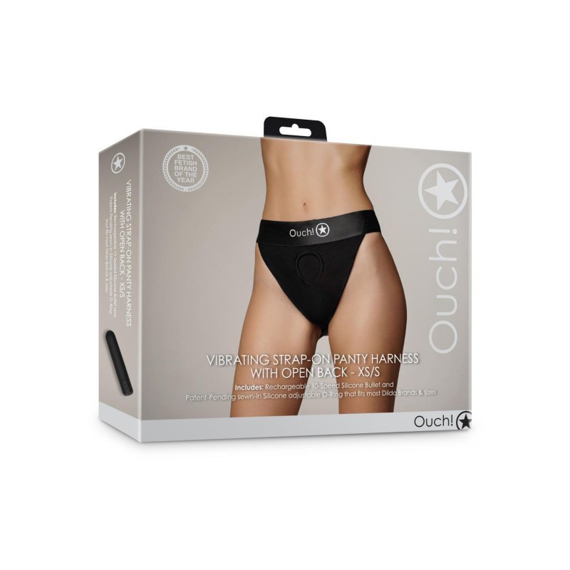 Vibrating Strap-on Panty Harness with Open Back - XS/S