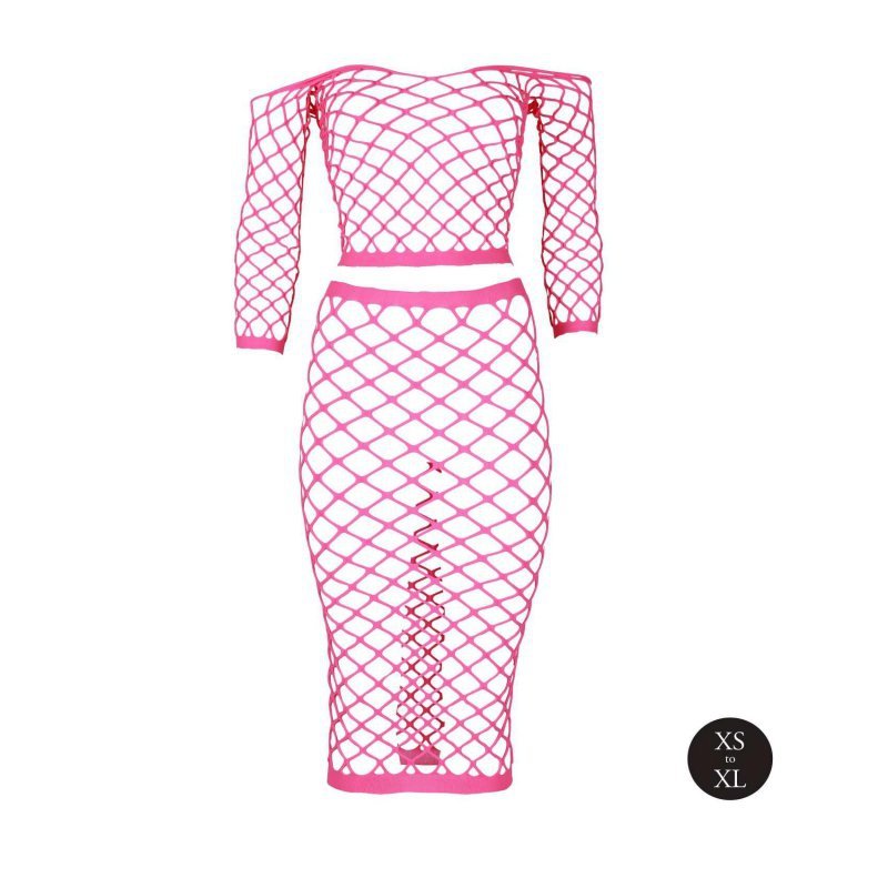 Long sleeve crop top and long skirt - pink - XS/XL