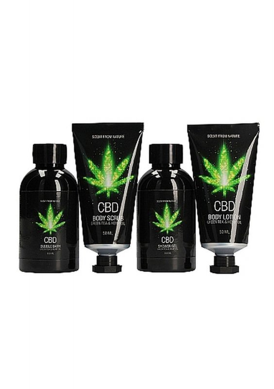 CBD - Bath and shower - luxe travel set - green tea hemp oil