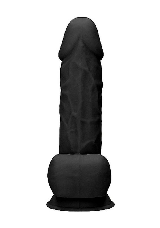 Czarne dildo z jądrami na przyssawce 21,6 cm