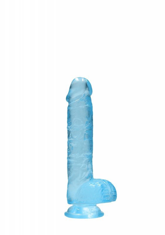 Realistyczne żelowe dildo penis na przyssawce niebieski  15 cm