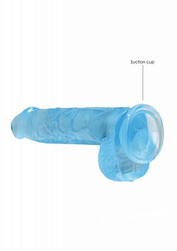 Realistyczne żelowe dildo penis na przyssawce niebieski  15 cm