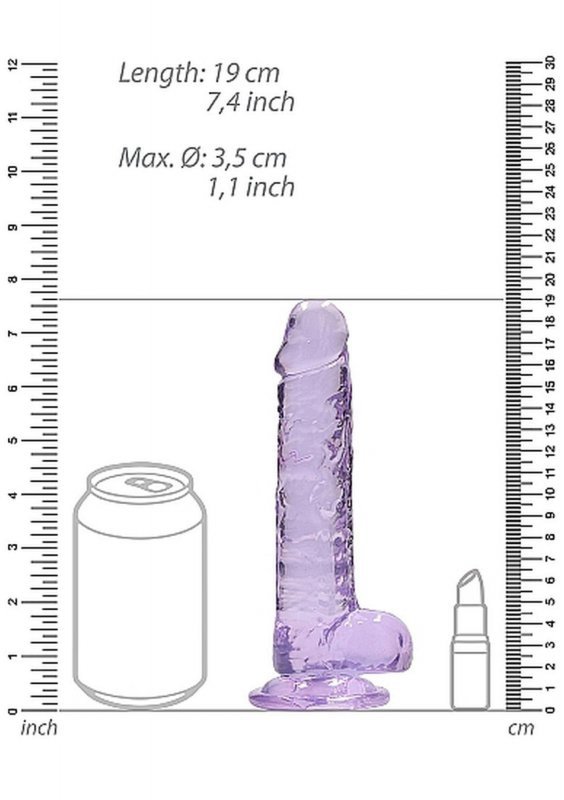 Realistyczny penis na przyssawce dildo fioletowe 18 cm