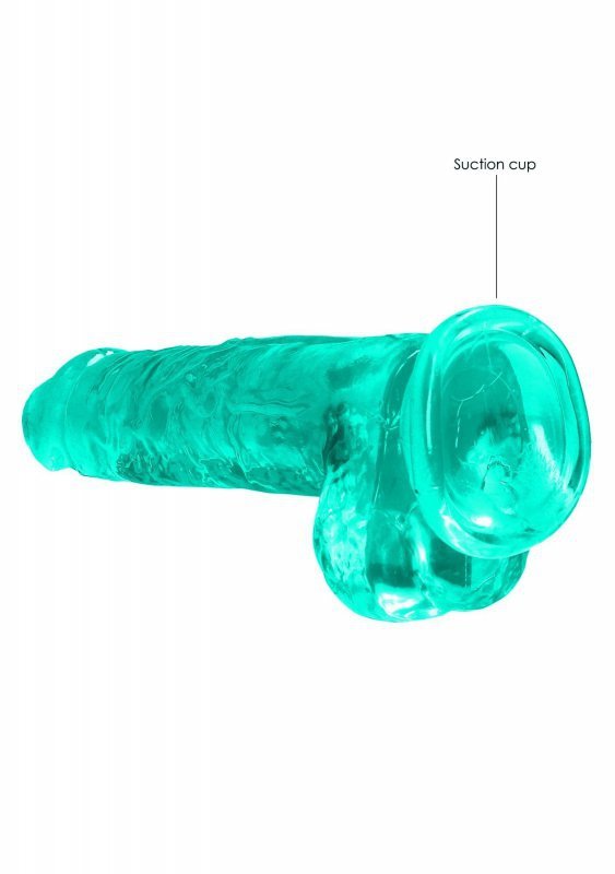 Realistyczne żelowe dildo penis na przyssawce zielony 20 cm