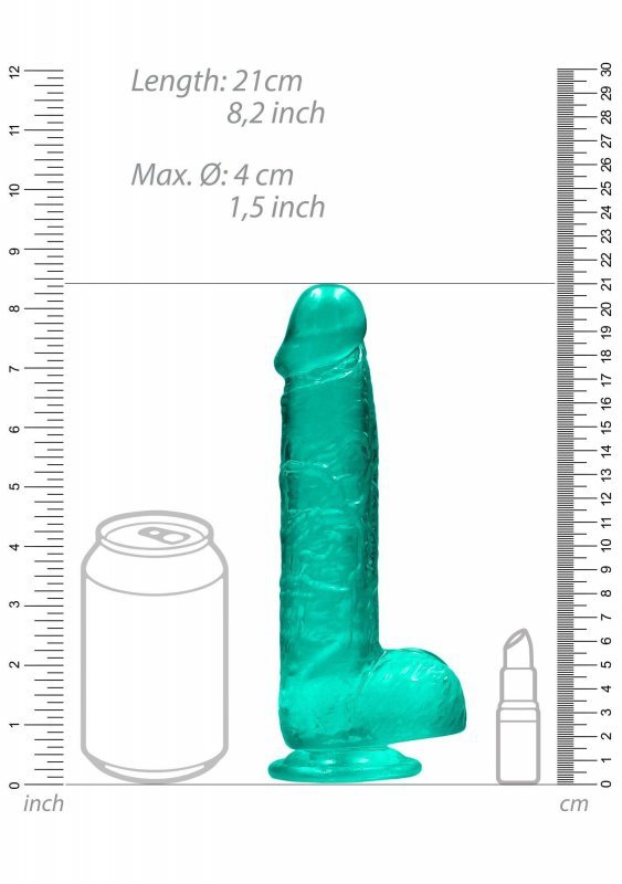 Realistyczne żelowe dildo penis na przyssawce zielony 20 cm
