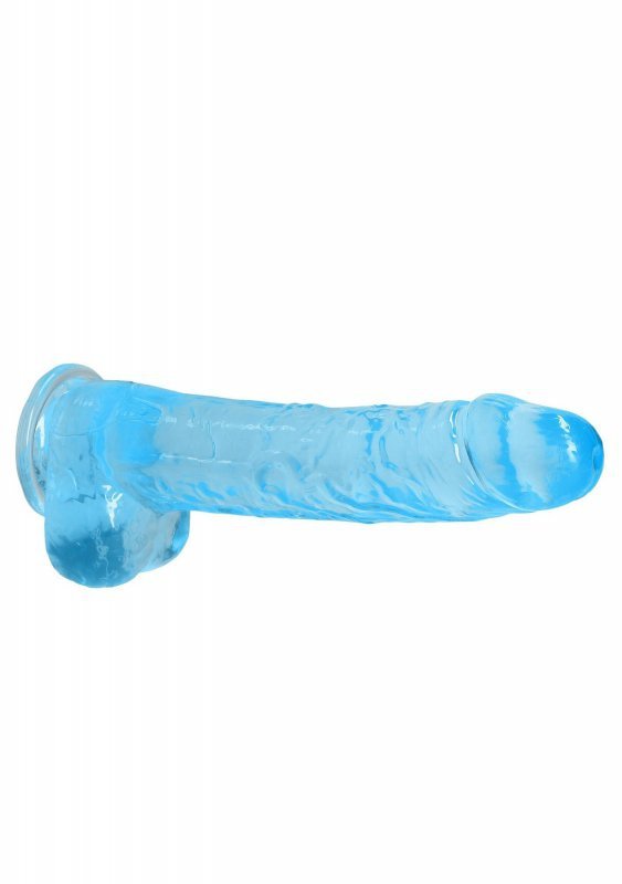 Realistyczne żelowe dildo penis na przyssawce niebieski 23 cm