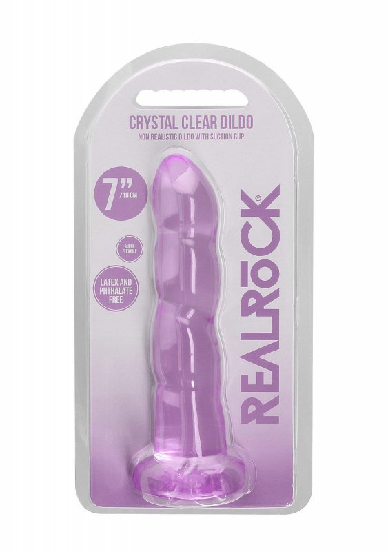 Dildo analne z wypustkami na przyssawce fioletowe 17,8 cm