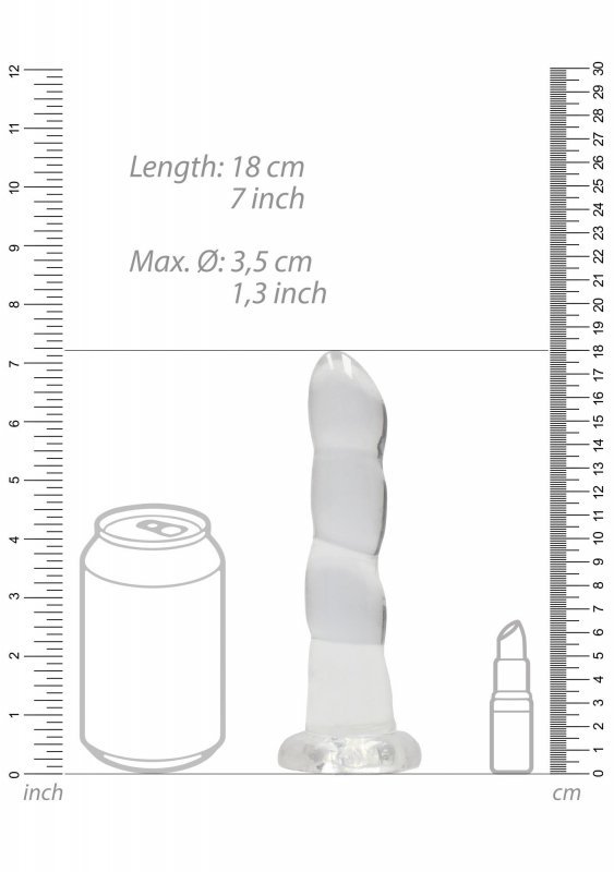 Dildo analne z wypustkami na przyssawce transparentne  17,8 cm