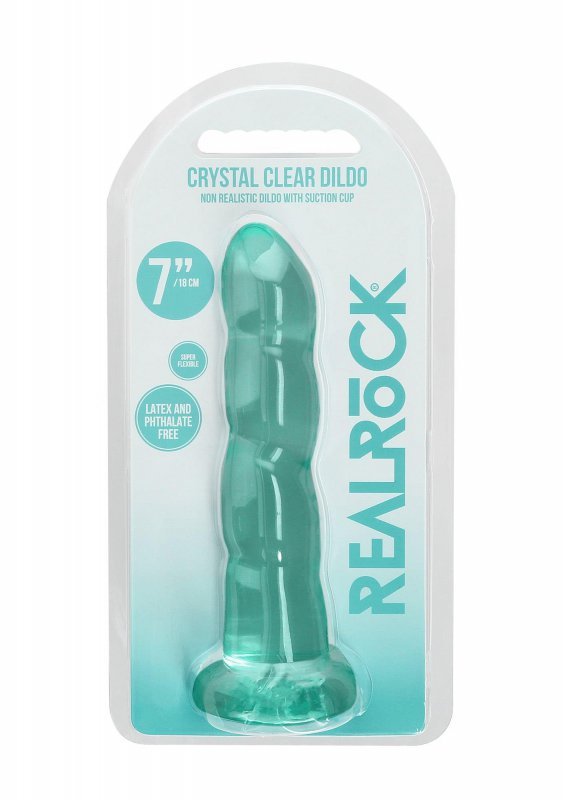 Dildo analne z wypustkami na przyssawce zielone 17,8 cm
