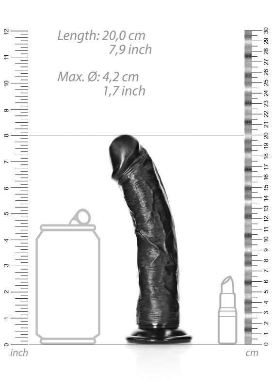 Zakrzywiony penis dildo na przyssawce czarny 17,8 cm
