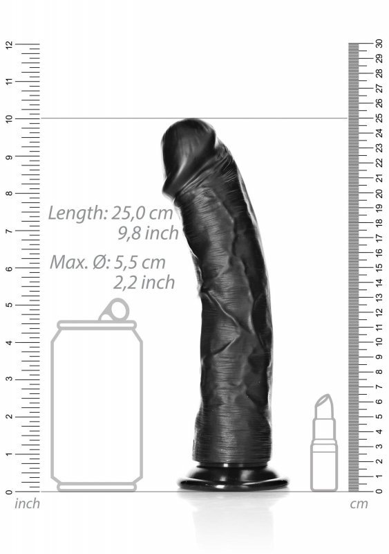 Zakrzywiony penis dildo na przyssawce czarny 23 cm
