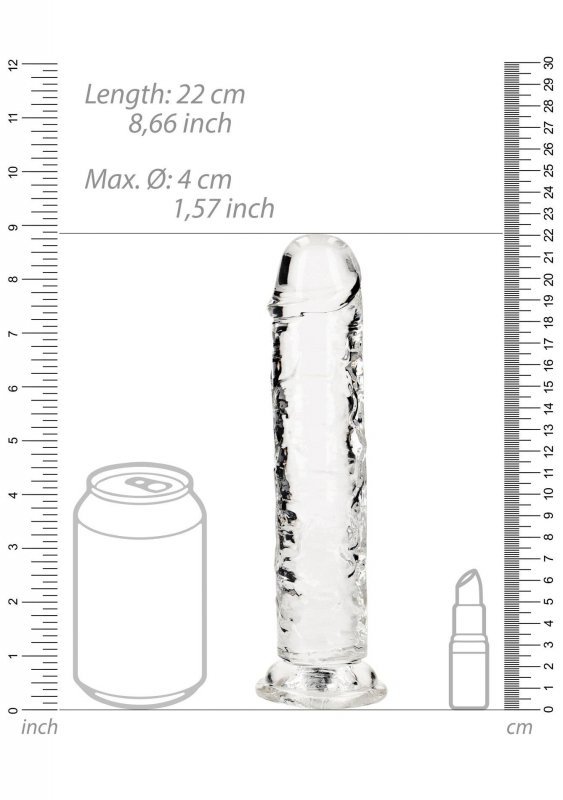 Żelowy realistyczny penis dildo z przyssawką bez jąder przezroczysty 20cm