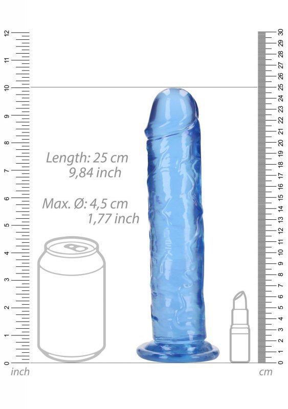 Żelowy realistyczny penis dildo z przyssawką bez jąder niebieski 23cm