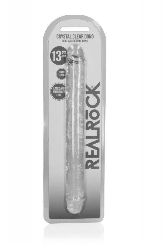 Realistyczny podwójny dildo dong dwustronny - 34 cm Clear