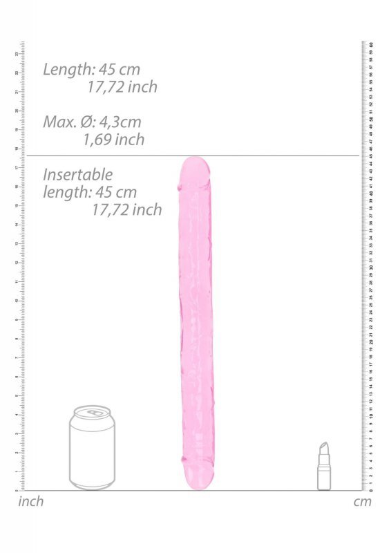 Realistyczny podwójny dildo dong dwustronny - 45 cm Różowy